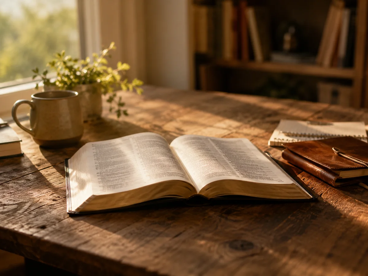 Offenes Buch in warmem Morgenlicht